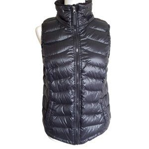 Calvin Klein Black Nylon Zip Front MP3 Pocket Mock Neck Sleeveless Quilted Vest